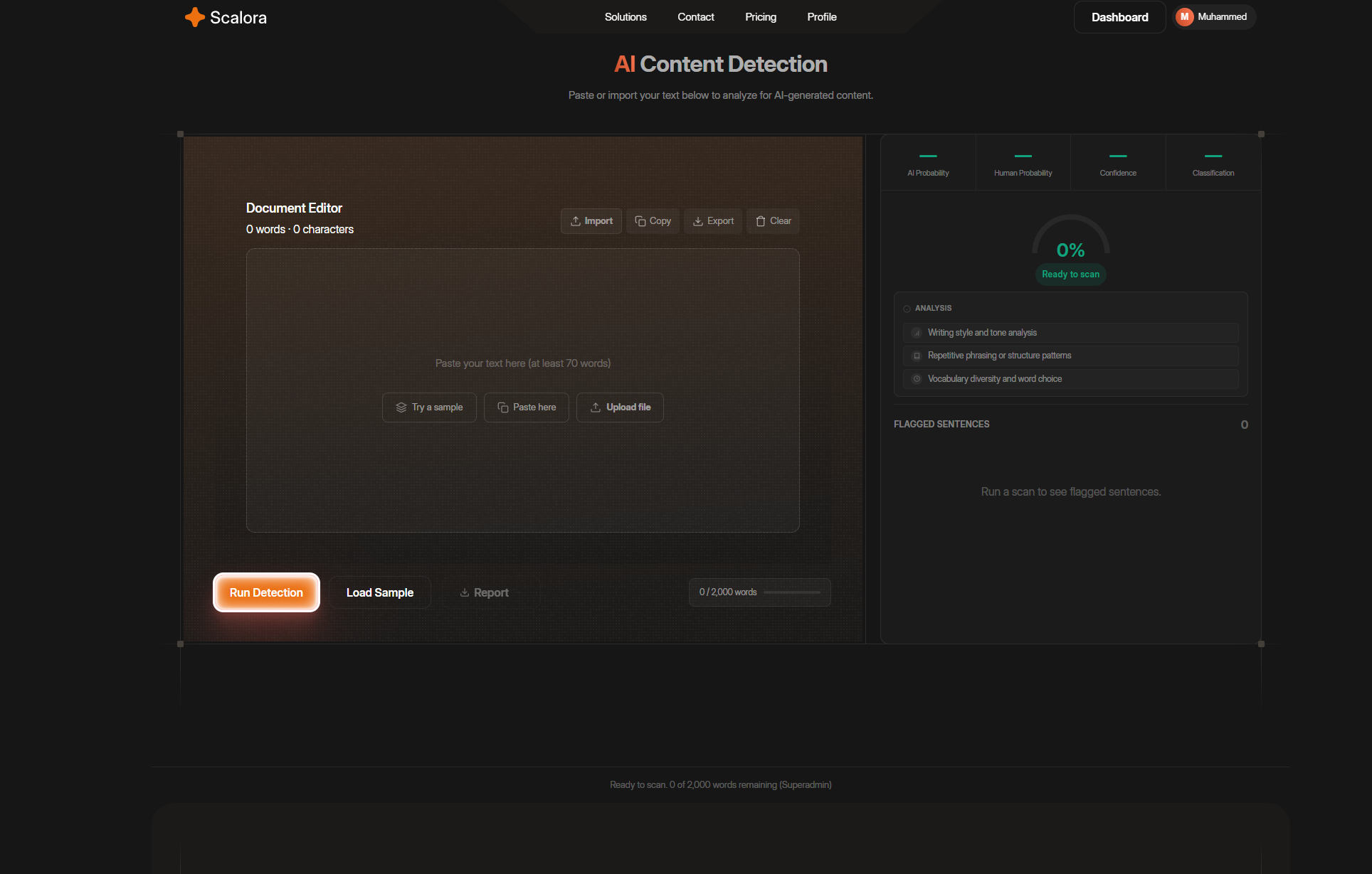 Proofly AI detection dashboard