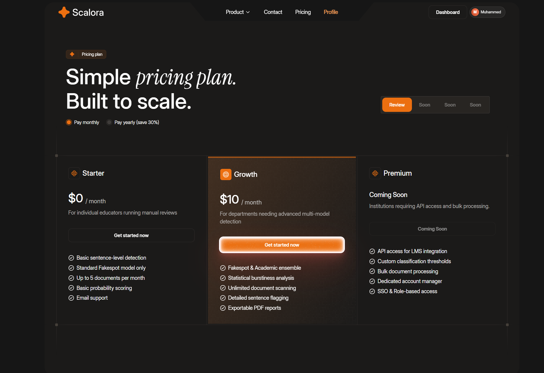 Proofly pricing page